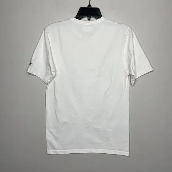 CHAMPION Mens White Big-C T-Shirt Small S Green Camouflage Logo - Picture 6 of 7